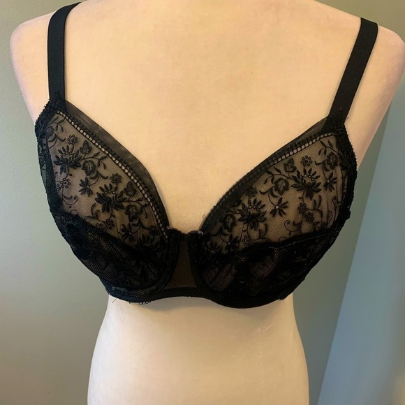 Wacoal black sheer underwire bra, size 36D - Picture 2 of 6